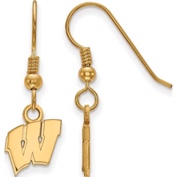 Ss/Gold Plated Sterling Silver With Gp Logoart University Of Wisconsin Xs Dangle Earrings (29 X 10) Made In United States gp006uwi