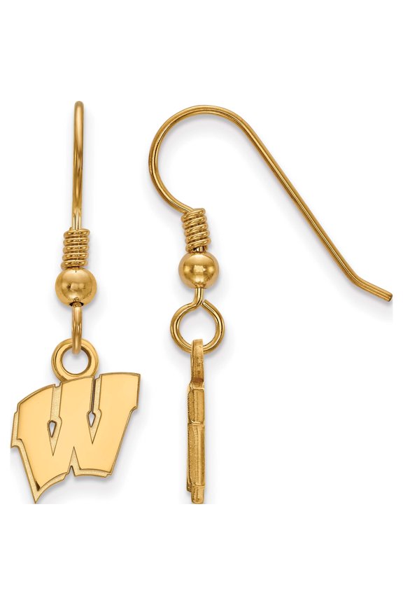 Ss/Gold Plated Sterling Silver With Gp Logoart University Of Wisconsin Xs Dangle Earrings (29 X 10) Made In United States gp006uwi