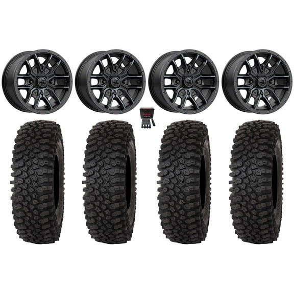 MSA Fang 14" Wheels Black 27" Roctane ST Tires Sportsman 550 850 1000