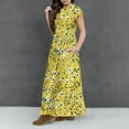 thumbnail image 7 of Spazoro Kids Girls Dresses, Round Neck Short Sleeve Fashion Floral Print Princess Dress for Child Girls Yellow Size 11-12T, 7 of 7