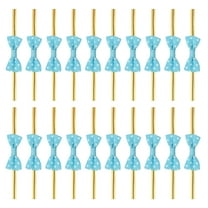 Uxcell 50 Pcs Twist Tie Bows, 3.15" Mini Bows Twisty Ties with Small Cute Dots Satin Ribbon for Lollipop DIY Crafts Baked Food Treat Bag Package, Blue