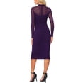 thumbnail image 3 of Vestido de malla INSPIRE CHIC para mujer, con cuello alto, manga larga, vestido de cóctel ajustado en color púrpura, 3 of 6
