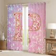 thumbnail image 2 of Feelyou Initial P Letter Black Out Curtains for Kids, Girly Pink Cartoon Curtains Pack of 2 (42x63 Each), Fashion Bling Stars Bedroom Curtains, Curtains and Drapes Room Decor, 2 of 6