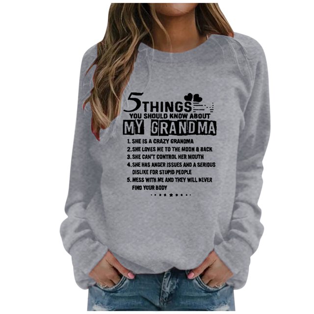 Gibobby Sudadera con capucha y cremallera de mujer estampado de de manga larga patrón de letras cuello redondo sudadera Casual Tops camisa blusa (Gris, M)