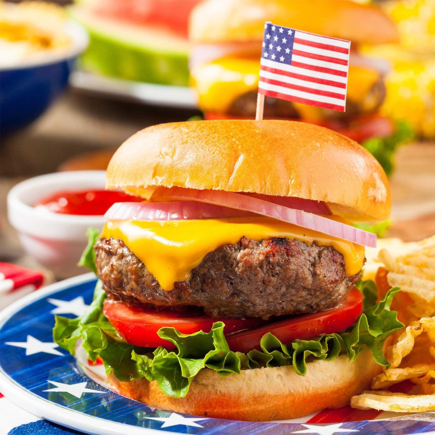 30 American USA US Sandwich Party Flag Food Cake Cocktail Sticks Picks America