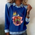 thumbnail image 2 of Mardi Gras Hauts à Manches Longues pour Femmes 2026 Mode Denim Patchwork Col à Revers Chandail en Molleton Graphique, 2 of 2