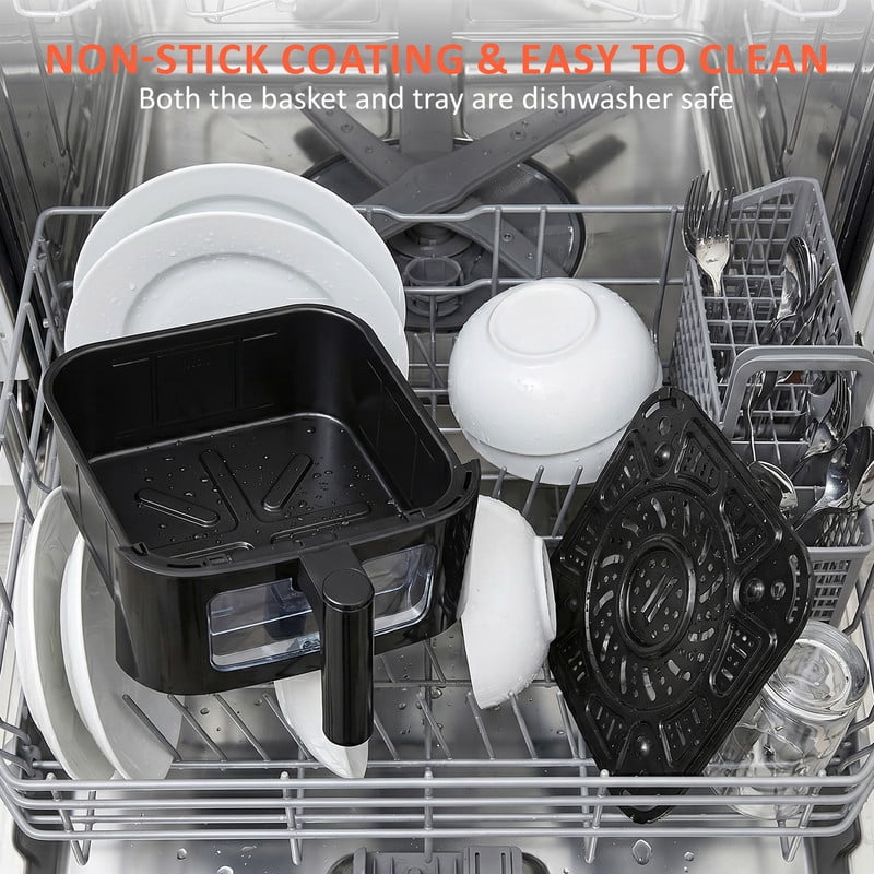 Parcus 4QT See-Through Window Air Fryer – 1500W Digital Touchscreen, 8 Cooking Modes, 60-Min Countdown Timer, Safety Auto Shut-off, Effortless-Clean Nonstick Basket, Up to 400°F – Black