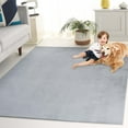 thumbnail image 6 of Safavieh  Faux Rabbit Fur Machine Washable Slip Resistant Nanami Rug 6' x 9' - Silver, 6 of 14