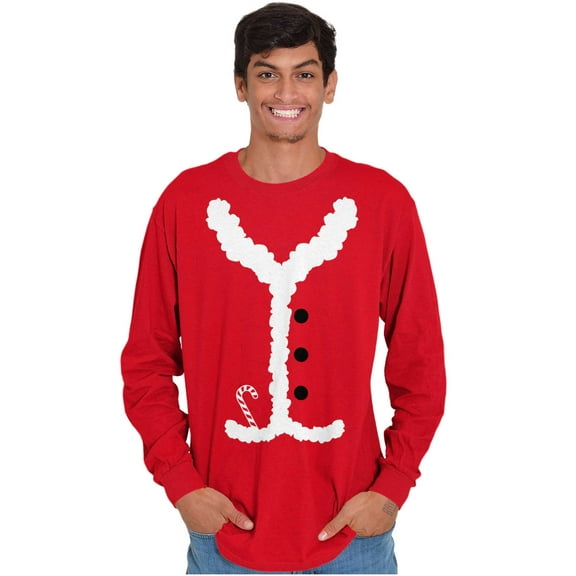 Ugly Christmas Santa Claus Costume Plus Size Long Sleeve Graphic Tee Shirt Brisco Brands 2X