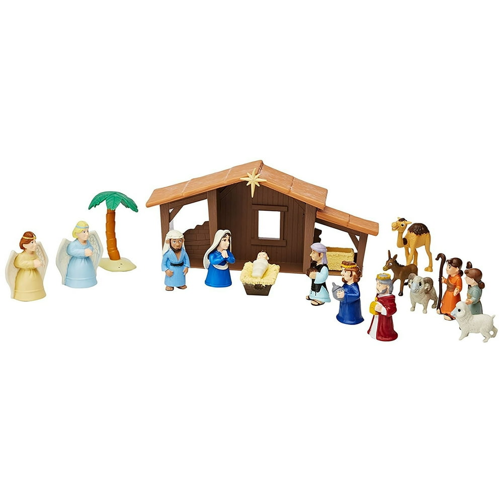 Nativity Playset for Children 19 Pieces by BibleToys Includes Mary