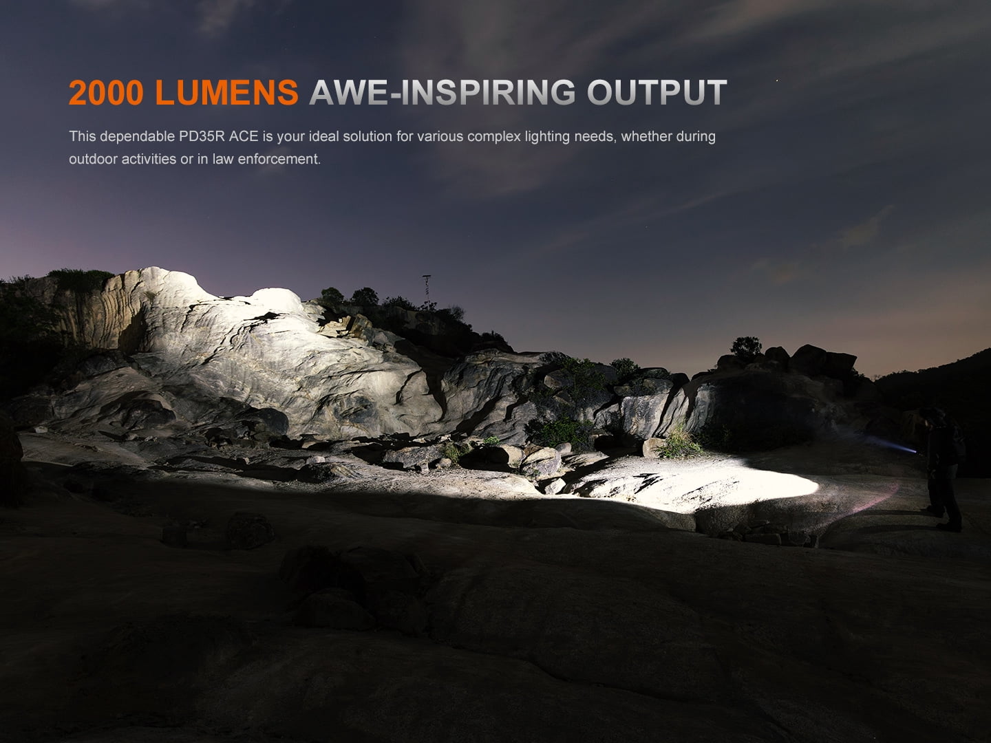 Fenix PD35R ACE 2000 Lumens Multi-Mode Rechargeable Tactical Flashlight + LumenTac Organizer