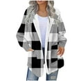 thumbnail image 3 of UVEASISHA Plaid Flannel Jacket Women Hooded Fleece Lined Winter Coats Trendy Full Zip Warm Sweatshirt Jackets Comfy Plush Hoodie Coat with Pockets Black S, 3 of 6