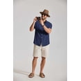 thumbnail image 2 of COOFANDY Mens Button Up ShirtBeach Summer Wedding Shirt Short Sleeve Stretch Linen Shirts, 2 of 6