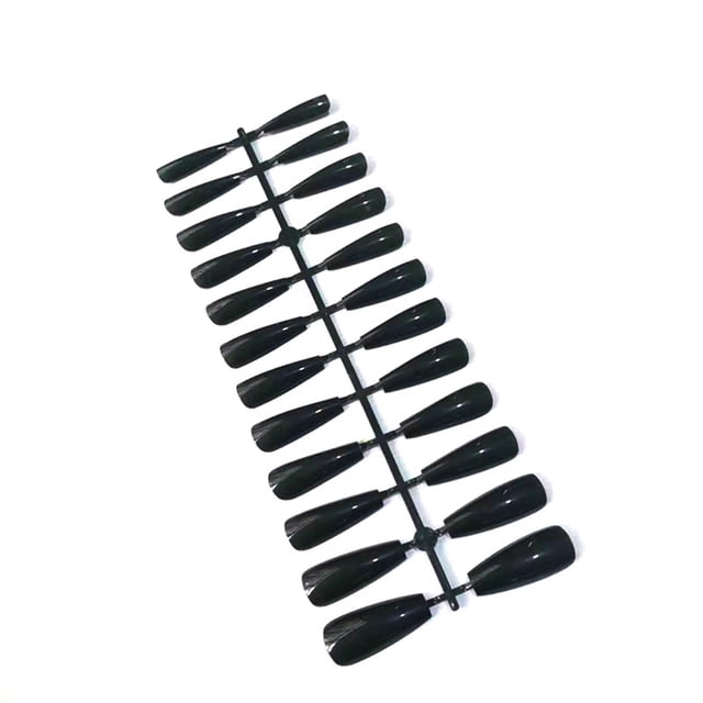 Minnieouse Uñas postizas largas, manicura de uñas Multicolor a presión, manicuras pequeñas de moda para el hogar, puntas de cubierta completa Juegos de manicura Negro