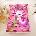 thumbnail image 5 of Erosebridal Pink Blossom Flowers Queen Sheet Sets,Cartoon Axolotl Salamander Bed Set For Teens 4 Pieces, 5 of 6