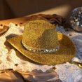 thumbnail image 4 of choiix Womens Western Sequin Trim Cowboy Hat Wide Brim Sparkly Costume Cowboy Hat Party Dress‑up Hat Prop for Cosplay Stage Performance Holiday Gathering, 4 of 4