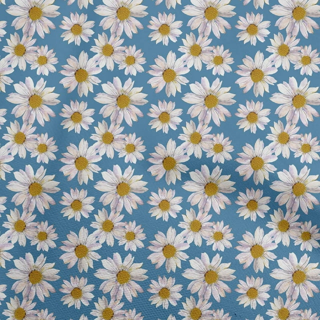 oneOone Tissu Rayonne Bleu Floral Matériel de Robe Tissu Imprimé Tissu au Mètre 56 Pouces de Large