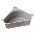 thumbnail image 2 of Paquete de 2 cestas para fregadero, filtro triangular para fregadero de cocina, cesta de colador para fregadero de cocina de esquina, estante de drenaje multifuncional para recogedor de alim, 2 of 5