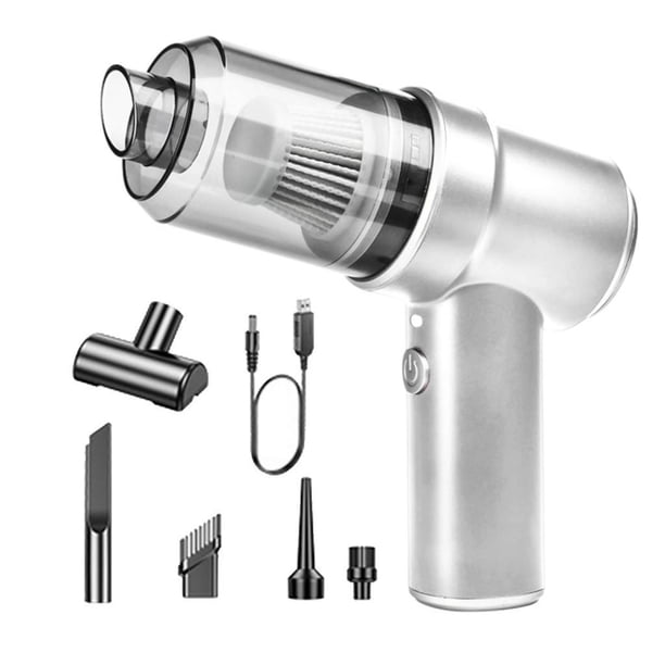 Mini aspiradora de mano para coche inalámbrica con batería recargable. Blanco