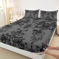 thumbnail image 3 of Manfei Damask Twin Sheet Sets,Gothic Flower Twin Fitted Sheet,Gray Dragon Dreamcatcher Flat Sheet,Breathable Bedroom Decorative,3-Piece, 3 of 7