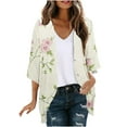 thumbnail image 2 of UPPADA Womens Kimono Cardigans Loose Fit Dressy Cover up Floral Print Cute Cardigan 3/4 Length Sleeve Blouses Casual Dressy Lightweight Open Front Multicolor,XXL, 2 of 5