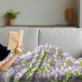 thumbnail image 3 of Botanical Soft Flannel Fleece Throw Blanket, Lilac Flowers Field Cherry Blossom Style Shabby Spring Revival Design, Cozy Plush for Indoor and Outdoor Use, 60" x 80", Lavender Lime Green, by Ambesonne, 3 of 5