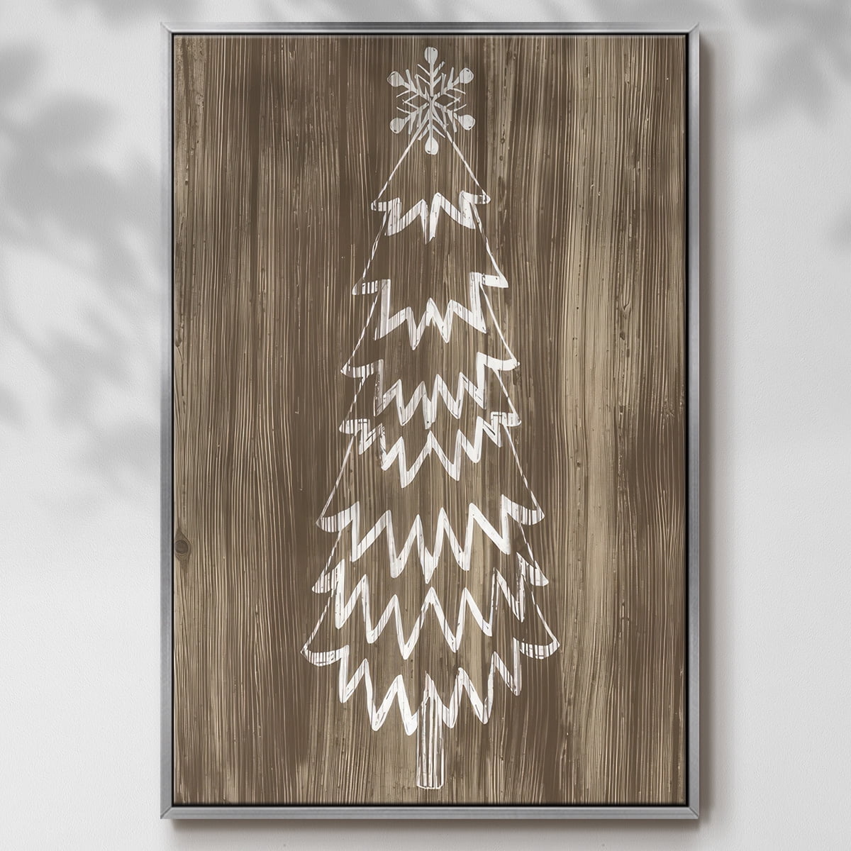 Barnwood Wonderland VIII - Framed Gallery Wrapped Holiday Canvas - 17 x 25 - Silver Frame