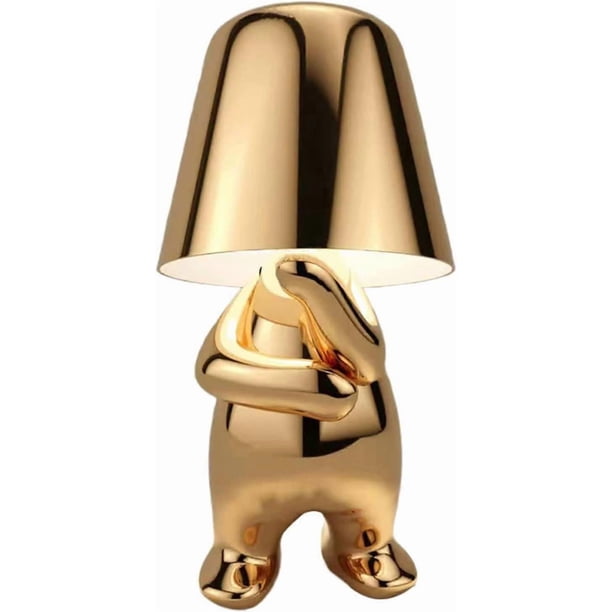 Bedside Touch Desk Lamp, Thinker Lamp Collection, Rechargeable Table Lamp, Creative Bedside Night Light for Living Room, Bedroom, Office,Gold,Mr.Why