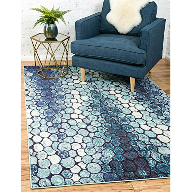 Unique Loom Estrella Collection Modern Abstract Area Rug, 7 x 10 Feet, Blue/Beige
