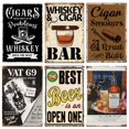 thumbnail image 2 of Letrero de metal vintage con diseño de cigarro, whisky, regalo del Día del Padre, decoración artística vintage, adecuado para bar, dormitorio, cocina, 8 x 12 pulgadas, 2 of 4