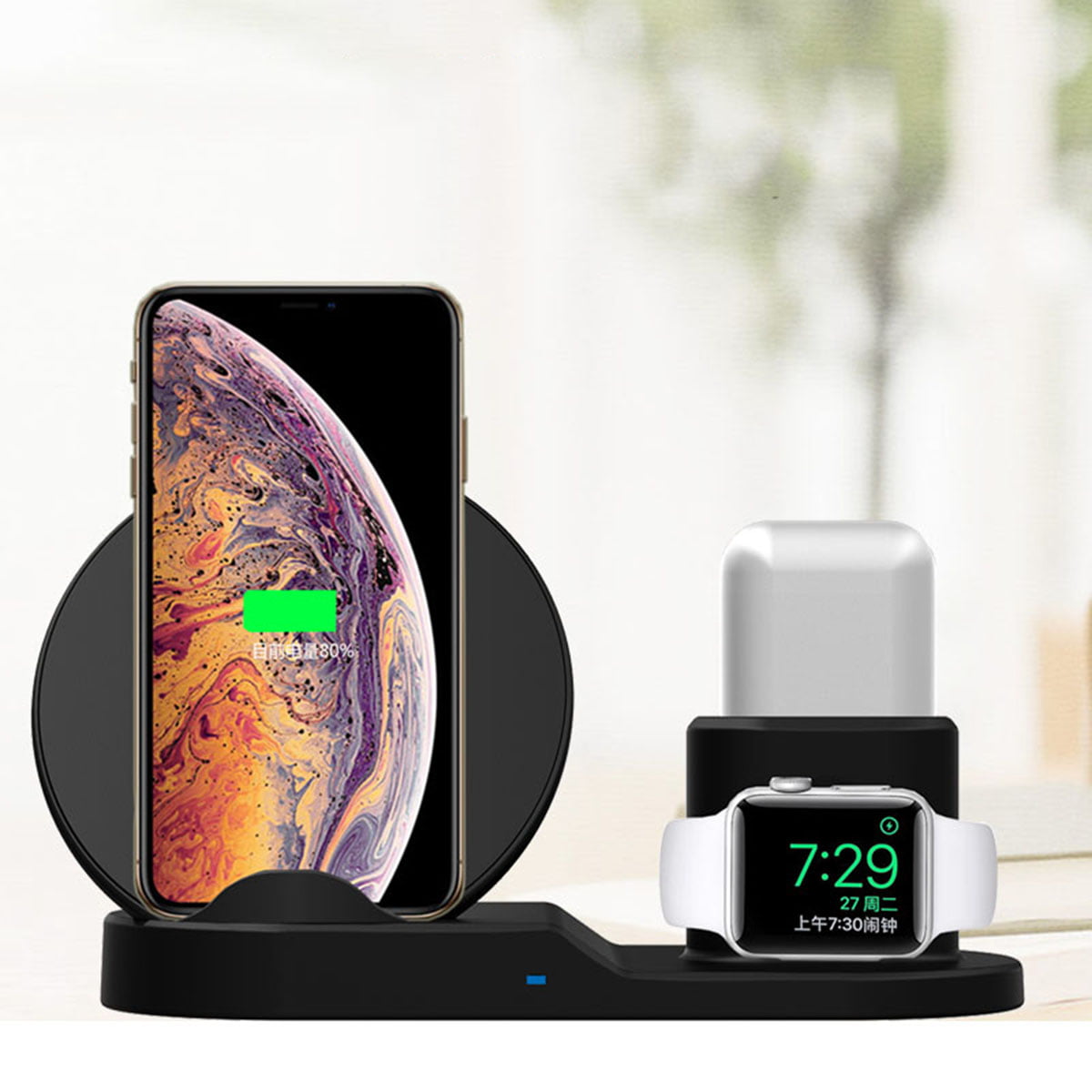 Black No AC Adapter Hyphen-X Wireless Charger Qi-Certified Fast Wireless Charging Pad Compatible with iPhone Xs Max/airpod 2/XS/XR/X/8/8 Plus,Samsung Galaxy Note10/S10/9/S9/S9 Plus/S8/S8 Plus/ 