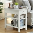 thumbnail image 3 of Gymax 3 Tier Nightstand Bedside Table Sofa Side End Table w/Double Shelves Drawer White, 3 of 10