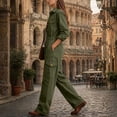 thumbnail image 4 of Edvintorg Jumpsuits for Women Plus Size One Piece Long Sleeve Button Down Romper with Pant Fashion Clothing Women S-3XL Army Green, 4 of 6