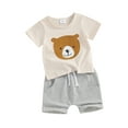 thumbnail image 2 of Musuos Baby 2 Piece Outfits 6 12 18 24M 3T Bear Print Short Sleeve Shirt and Elastic Shorts Set for Toddler Girl Boy, 2 of 10
