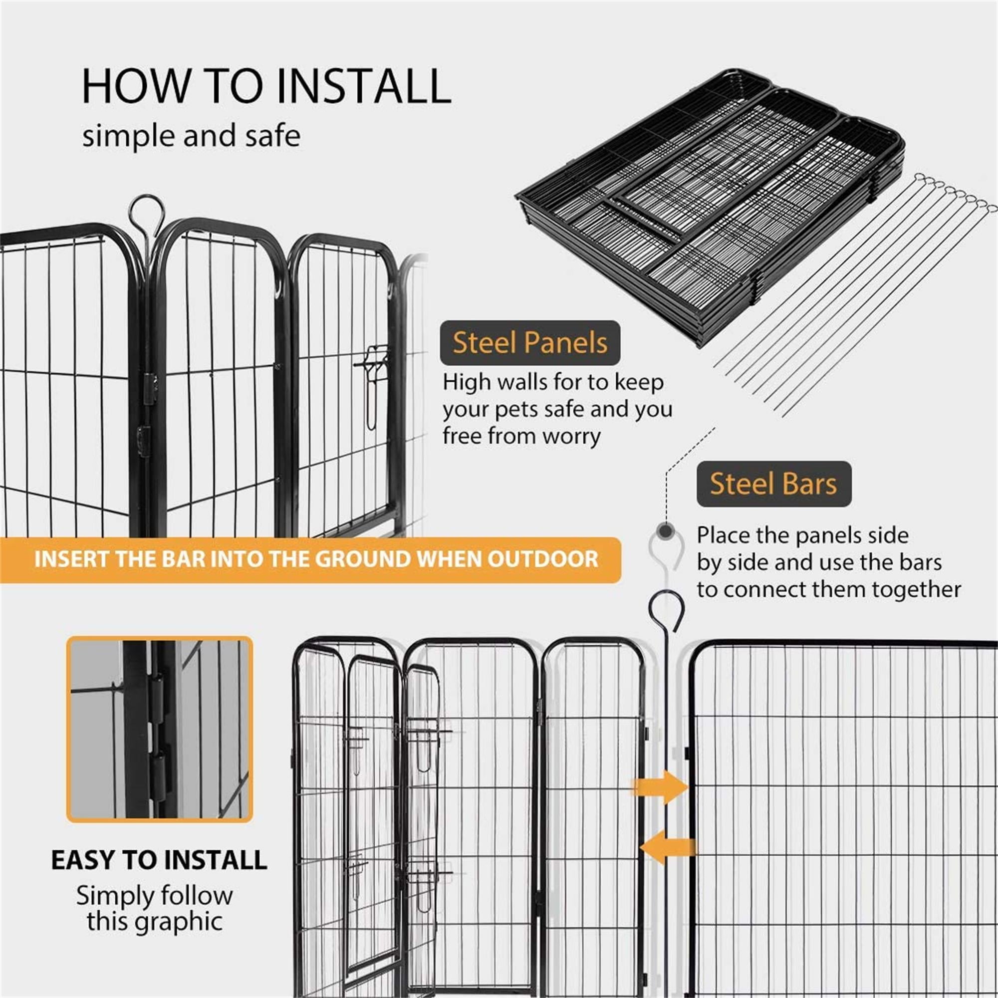 Pefilos 31" Outdoor Dog Playpen, 8 Panels Dog Pen Dog Fence Exercise with Doors for Medium/Small Dogs, Pet Puppy Playpen, Black M Pefilos 31" Outdoor Dog Playpen, 8 Panels Dog Pen Dog Fence Exercise with Doors for Medium/Small Dogs, Pet Puppy Playpen, Black M