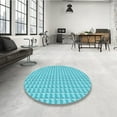 thumbnail image 4 of Ahgly Company Machine Washable Indoor Square Transitional Bright Turquoise Blue Area Rugs, 3' Square, 4 of 7