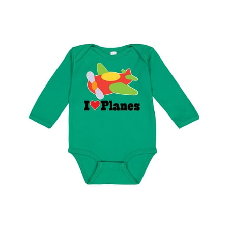 

Inktastic I Love Planes Cute Airplane Gift Baby Boy or Baby Girl Long Sleeve Bodysuit