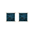 thumbnail image 3 of 3 Ct Princess Cut Studs Natural London Blue Topaz 14K Rose Solid Solid Gold Everyday Dainty Earrings Screw Back, 3 of 7