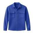 thumbnail image 4 of CBASIHI Womens Waffle Knit Long Sleeve Shackets- Casual Fall Lightweight Oversized Collared Button Down Shirt Jacket Blue Size L, 4 of 6