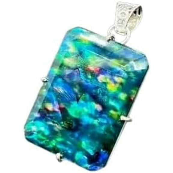 74 Ct Certified Natural Ammolite Pendant with 925 Solid Silver Setting – Stunning Loose Gemstone for Custom Jewelry, Necklaces, and Collectible Creations