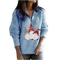 thumbnail image 2 of Aloohaidyvio Christmas Tops,Womens Christmas V-Neck Sweater Santa Claus Printed Zipper Long Sleeve Knitted Sweater, 2 of 6