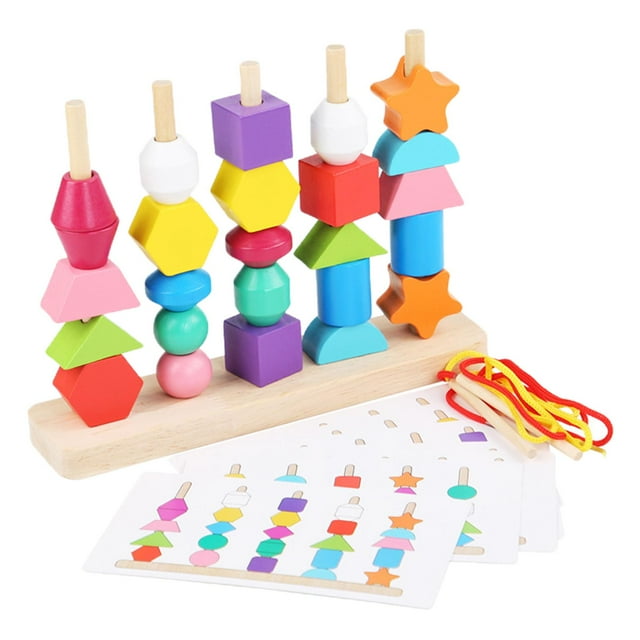 juguetes de ,Cinco juegos de juguetes de de madera para ,Juguete Monterssori con de colores para pequeños DIY,Preescolar de juguetes sensoriales de Sunnimix juguetes de cuentas