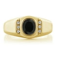 thumbnail image 2 of Gem Stone King Black Onyx White Created Sapphire 18K Yellow Gold Plated Silver Ring 1.66 Ct, 2 of 6