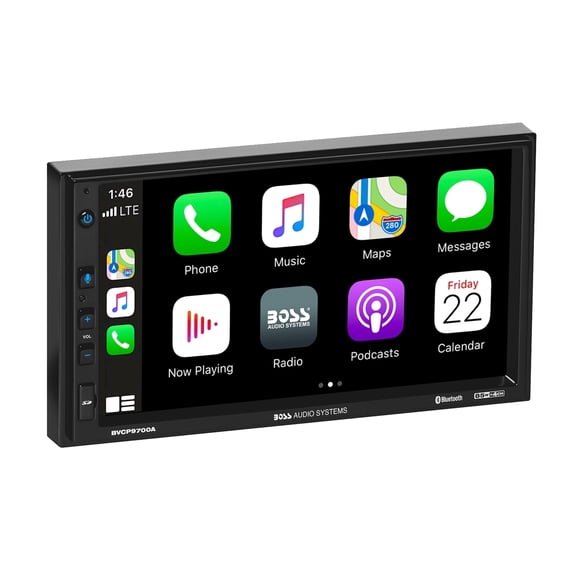 BOSS Audio Systems BVCP9700A Double Din Car Stereo with Apple Carplay & Android Auto, 7" Touchscreen Car Radio, Bluetooth, AM/FM Receiver, Double Din Radio, No CD/DVD, Multi-Color Illumination