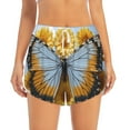 thumbnail image 3 of Uemuo Vibrant Butterfly And Sunflowers Pattern Women's Athletic Shorts High Waisted Running Shorts with Liner Pockets Gym Elastic Workout Shorts-XX-Large, 3 of 9
