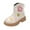 White, variant on Girls Ankle Boots Cute Knit Flower Bowtie Platform Lug Sole Zipper Short Booties Trendy Stitching Leather Round Toe Kids Chelsea Boots 11 Little Kid Black