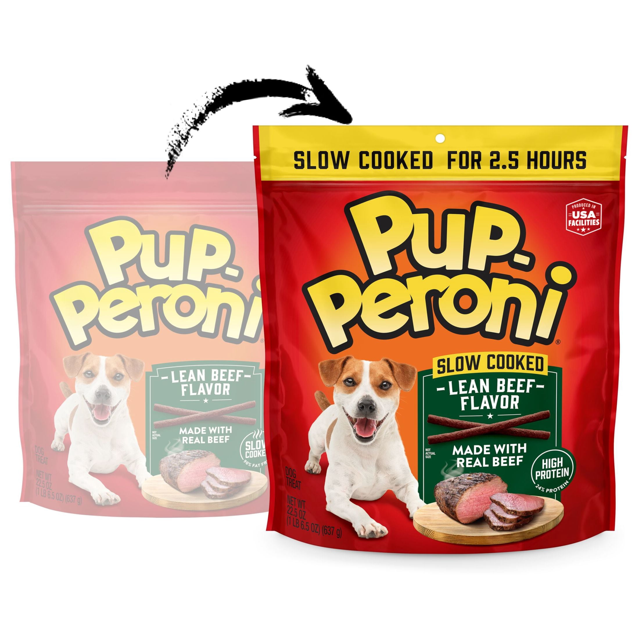 (4 pack) Pup Peroni Lean Beef Flavor Dog Treats, 22.5 oz Bag