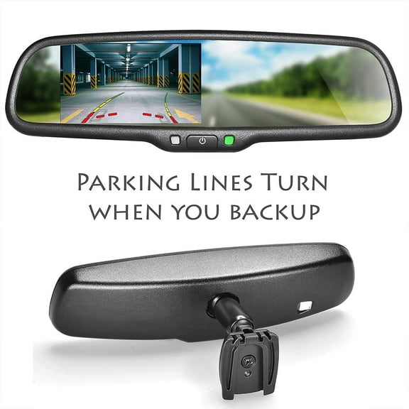 Master Tailgaters OEM Rear View Mirror with 4.3" Auto Adjusting Ultra Bright LCD with DYNAMIC Parking Lines - Universal Fit