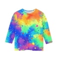 thumbnail image 4 of GA WEIHUA Toddler Girl's 3D Graphic T Shirt 2025 Spring Tie Dye Colorful Tops Kids Summer Fashion Blouses 3/4 Length Sleeve Tshirts Crewneck Outfits(Multicolor,3 Years), 4 of 4