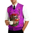 thumbnail image 6 of Kixjoy Christmas Sweater Vest Men Business Knit V Neck Pullovers Sweater Formal Sleeveless Ribbed Sweater Regular Fit Golf Stretch Vest, Purple 4XL, 6 of 7